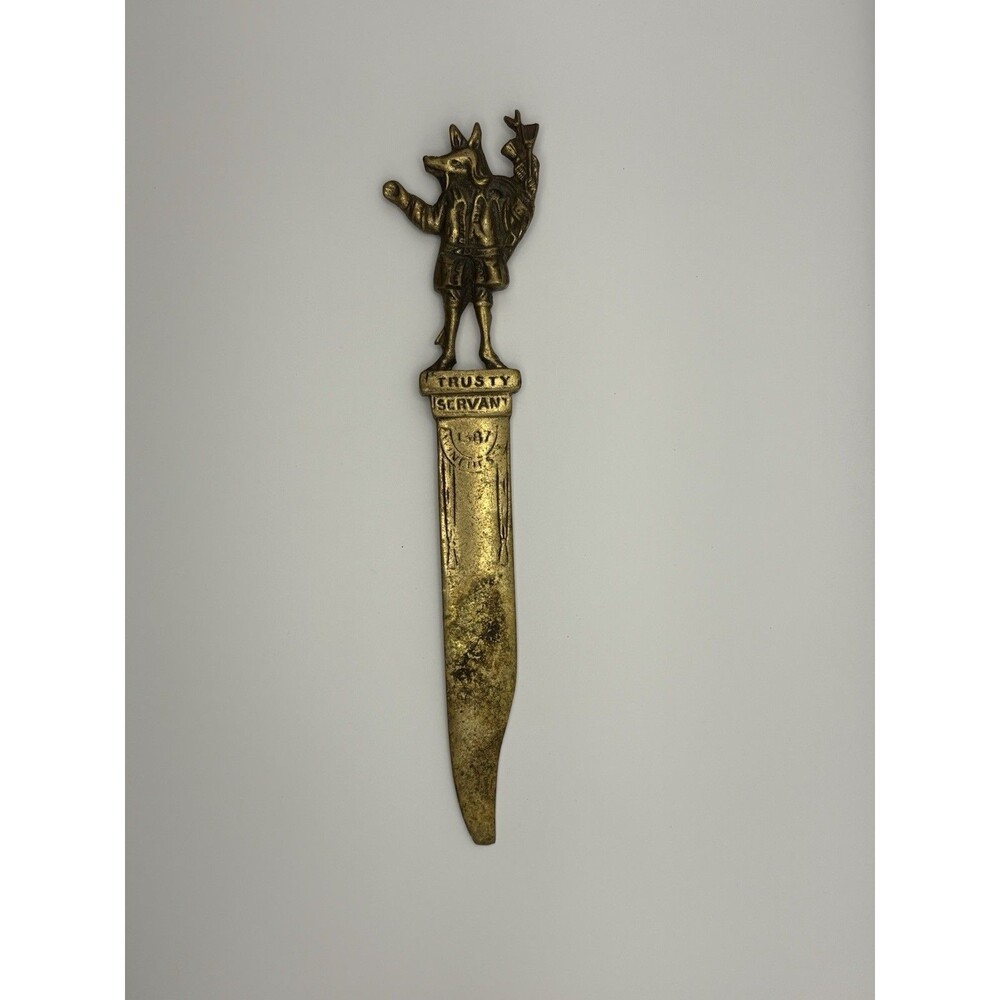 VINTAGE WINCHESTER TRUSTY SERVANT 1387 BRASS LETTER OPENER PEERAGE ENGLAND